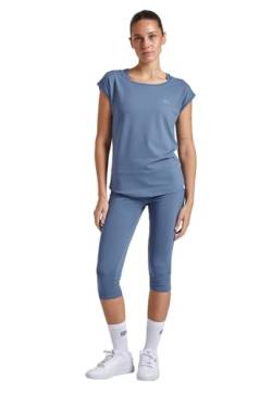 Sportkind Mädchen & Damen Tennis, Fitness, Sport T-Shirt Loose Fit, atmungsaktiv, UV-Schutz UPF 50+, Kurzarm, grau blau, Gr. L von Sportkind