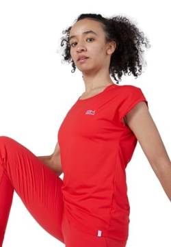 Sportkind Mädchen & Damen Tennis, Fitness, Sport T-Shirt Loose Fit, atmungsaktiv, UV-Schutz UPF 50+, Kurzarm, rot, Gr. 164 von Sportkind