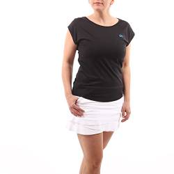 Sportkind Mädchen & Damen Tennis, Fitness, Sport T-Shirt Loose Fit, atmungsaktiv, UV-Schutz UPF 50+, Kurzarm, schwarz, Gr. L von Sportkind