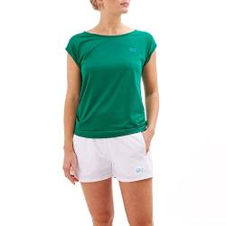 Sportkind Mädchen & Damen Tennis, Fitness, Sport T-Shirt Loose Fit, atmungsaktiv, UV-Schutz UPF 50+, Kurzarm, smaragd grün, Gr. L von Sportkind