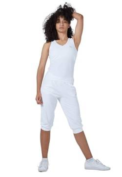 Sportkind Mädchen & Damen Tennis, Fitness, Sport V-Neck Tank Top Racerback, atmungsaktiv, UV-Schutz UPF 50+, Weiss, Gr. 164 von Sportkind