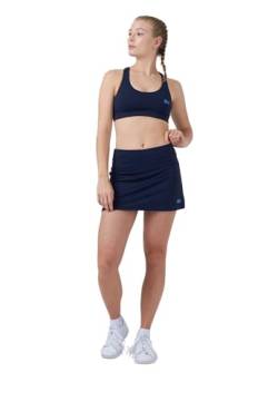 Sportkind Mädchen & Damen Tennis, Hockey, Golf Basic Skort, Rock mit Innenhose, atmungsaktiv, UV-Schutz, Navy blau, Gr. 158 von Sportkind