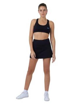 Sportkind Mädchen & Damen Tennis, Hockey, Golf Basic Skort, Rock mit Innenhose, atmungsaktiv, UV-Schutz, schwarz, Gr. S von Sportkind