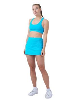 Sportkind Mädchen & Damen Tennis, Hockey, Golf Basic Skort, Rock mit Innenhose, atmungsaktiv, UV-Schutz, türkis, Gr. 128 von Sportkind