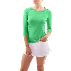 Sportkind Mädchen & Damen Tennis, Running, Sport 3/4 Langarmshirt mit Rundhalsausschnitt, UV-Schutz UPF 50+, atmungsaktiv, grün, Gr. XL von Sportkind