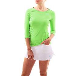 Sportkind Mädchen & Damen Tennis, Running, Sport 3/4 Langarmshirt mit Rundhalsausschnitt, UV-Schutz UPF 50+, atmungsaktiv, hellgrün, Gr. 146 von Sportkind