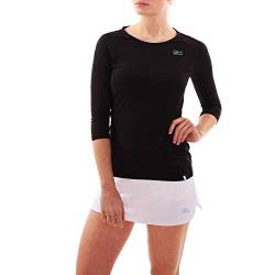 Sportkind Mädchen & Damen Tennis, Running, Sport 3/4 Langarmshirt mit Rundhalsausschnitt, UV-Schutz UPF 50+, atmungsaktiv, schwarz, Gr. XL von Sportkind