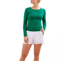 Sportkind Mädchen & Damen Tennis, Running, Sport Langarm Shirt mit Rundhalsausschnitt, UV-Schutz UPF 50+, atmungsaktiv, smaragd grün, Gr. 158 von Sportkind