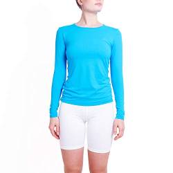 Sportkind Mädchen & Damen Tennis, Running, Sport Langarm Shirt mit Rundhalsausschnitt, UV-Schutz UPF 50+, atmungsaktiv, türkis, Gr. 134 von Sportkind