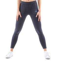 Sportkind Mädchen & Damen Tennis, Running Tights, Sport 7/8 Lange Leggings mit Taschen, Mid Waist, Blickdicht, atmungsaktiv, Navy blau, Gr. 152 von Sportkind