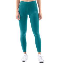 Sportkind Mädchen & Damen Tennis, Running Tights, Sport 7/8 Lange Leggings mit Taschen, Mid Waist, Blickdicht, atmungsaktiv, Petrol grün, Gr. 140 von Sportkind