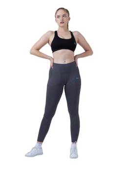 Sportkind Mädchen & Damen Tennis, Running Tights, Sport 7/8 Lange Leggings mit Taschen, Mid Waist, Blickdicht, atmungsaktiv, grau, Gr. L von Sportkind