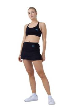 Sportkind Mädchen & Damen Tulip Tennis, Hockey, Golf Skort, Rock mit Taschen & Innenhose, atmungsaktiv, UV-Schutz, schwarz, Gr. L von Sportkind