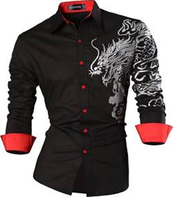 Sportrendy Herren Freizeit Hemden Slim Button Down Long Sleeves Dress Shirts Tops JZS041 Black L von Sportrendy