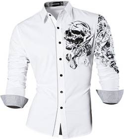 Sportrendy Herren Freizeit Hemden Slim Button Down Long Sleeves Dress Shirts Tops JZS042 White 3XL von Sportrendy