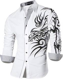 Sportrendy Herren Freizeit Hemden Slim Button Down Long Sleeves Dress Shirts Tops JZS043 White XL von Sportrendy