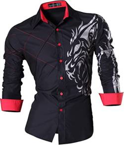 Sportrendy Herren Freizeit Hemden Slim Button Down Long Sleeves Dress Shirts Tops JZS045 Black XS von Sportrendy