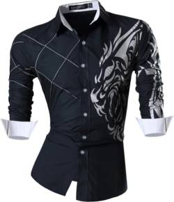 Sportrendy Herren Freizeit Hemden Slim Button Down Long Sleeves Dress Shirts Tops JZS045 DarkBlue M von Sportrendy