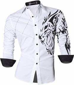 Sportrendy Herren Freizeit Hemden Slim Button Down Long Sleeves Dress Shirts Tops JZS045 White M von Sportrendy