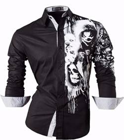 Sportrendy Herren Freizeit Hemden Slim Button Down Long Sleeves Dress Shirts Tops JZS047 Black M von Sportrendy