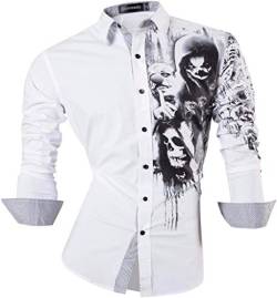 Sportrendy Herren Freizeit Hemden Slim Button Down Long Sleeves Dress Shirts Tops JZS047 White S von Sportrendy