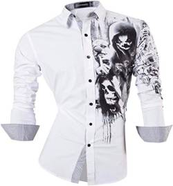 Sportrendy Herren Freizeit Hemden Slim Button Down Long Sleeves Dress Shirts Tops JZS047 White XL von Sportrendy