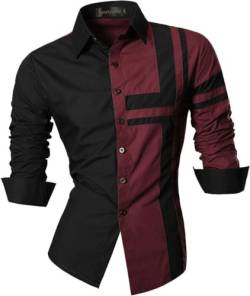 Sportrendy Herren Freizeit Hemden Slim Button Down Long Sleeves Dress Shirts Tops JZS051 WineRed L von Sportrendy