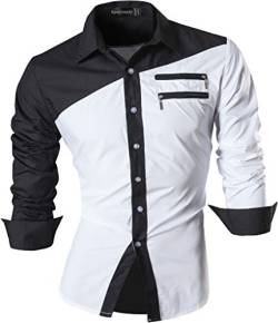 Sportrendy Herren Freizeit Hemden Slim Button Down Long Sleeves Dress Shirts Tops JZS052 White M von Sportrendy