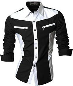 Sportrendy Herren Freizeit Hemden Slim Button Down Long Sleeves Dress Shirts Tops JZS053 Black L von Sportrendy