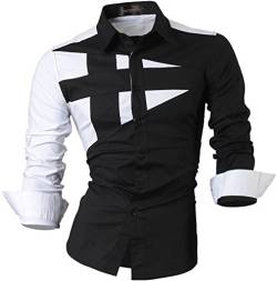 Sportrendy Herren Freizeit Hemden Slim Button Down Long Sleeves Dress Shirts Tops JZS054 Black M von Sportrendy