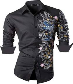 Sportrendy Herren Freizeit Hemden Slim Button Down Long Sleeves Dress Shirts Tops JZS091 Black L von Sportrendy