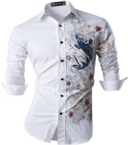 Sportrendy Herren Freizeit Hemden Slim Button Down Long Sleeves Dress Shirts Tops JZS091 White M von Sportrendy