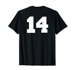 Number 14 Sports Jersey Player #14 Fan BACK PRINT Varsity T-Shirt von Sports Jersey Numbers: Varsity