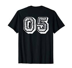Number 05 Sports Jersey Player #05 5 Fan BACK PRINT Vintage T-Shirt von Sports Jersey Numbers: Vintage