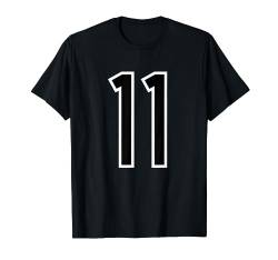 All Sports Fan Nummer 11 Weiß Schwarz Outline Trikot T-Shirt von Sports Legendz