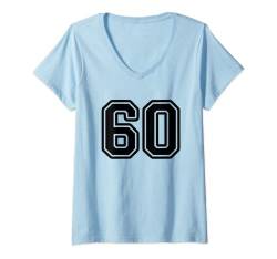 Damen Trikot #60 schwarz Sport Team Trikot Nr. 60 T-Shirt mit V-Ausschnitt von Sports Legendz