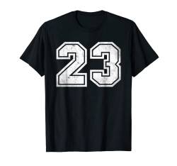 Nummer #23 Sporttrikot Geburtstag Alter Lucky No. Distressed T-Shirt von Sports Legendz