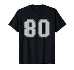 Nummer #80 Silber Sport Fan Trikot Nummer T-Shirt von Sports Legendz