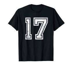 Sporttrikot Zahl #17 Lucky No. Geburtstag Alter Vintage T-Shirt von Sports Legendz