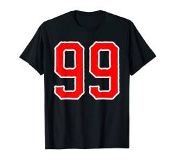 Trikot #99 weiß rot Sport Team Trikot Nummer 99 T-Shirt von Sports Legendz