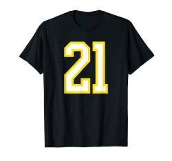 Trikot Zahl #21 gelb weiß Geburtstag Sport Zahl 21 T-Shirt von Sports Legendz