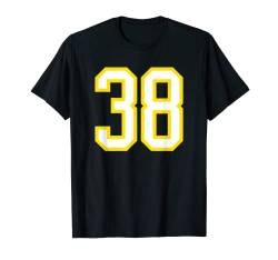 Trikot Zahl #38 gelb weiß Geburtstag Sport Zahl 38 T-Shirt von Sports Legendz