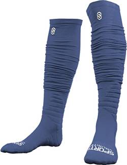 Sports Unlimited Gameday Drip Scrunch Fußballsocken, Jugend & Erwachsene, extra lang, gepolstert, Sportsocken, paarweise verkauft, Marineblau, Large-X-Large von Sports Unlimited