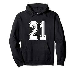 Number 21 21st Birthday Gift Player Team Numbered Jersey Pullover Hoodie von Sporty Numbers Team Sports Jersey