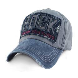 Baseballcap Rock College Cap Snapback Vintage Used Look Kappe Basecap (blau) von Sporty
