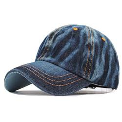 Sporty Baseballcap Jeans Denim Distressed Snapback Vintage Used Look Retro Oldschool Kappe Mütze Cap Schirmmütze Basecap verstellbar (Navy) von Sporty