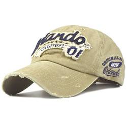 Sporty Baseballcap Orlando Original Vintage Style Used Washed Look Retro Outdoor Kappe Mütze Cap Schirmmütze Basecap verstellbar (Khaki) von Sporty