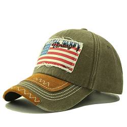 Sporty Baseballcap U.S.A. Flag Fahne USA Vintage Style Used Washed Look Retro Amerika Kappe Mütze Cap Schirmmütze Basecap (Army green2) von Sporty