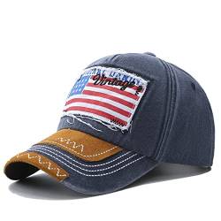 Sporty Baseballcap U.S.A. Flag Fahne USA Vintage Style Used Washed Look Retro Amerika Kappe Mütze Cap Schirmmütze Basecap (Navy) von Sporty