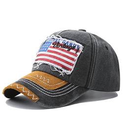 Sporty Baseballcap U.S.A. Flag Fahne USA Vintage Style Used Washed Look Retro Amerika Kappe Mütze Cap Schirmmütze Basecap (Schwarz) von Sporty